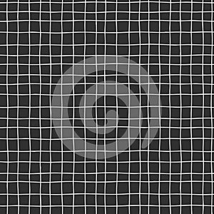 Seamless plaid pattern with hand drawn white grid on dark background