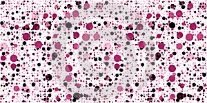 Seamless Playful Chaotic Disco Bubble Polka Dot circle pattern in hotpink and white