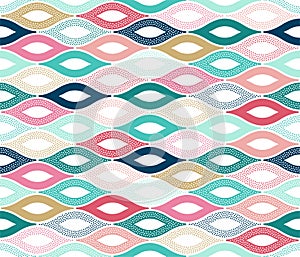 Seamless playful dots pattern, cute abstract ogee background