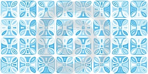 Seamless playful light pastel blue stained glass motif fabric pattern