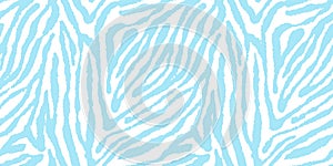 Seamless playful light pastel blue and white zebra or tiger stripe fabric pattern