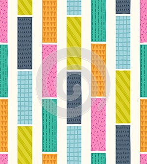 Seamless playful striped doodle pattern background scribble print