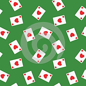 Seamless Playing Cards Hearts Suit Pattern Background