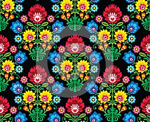 Seamless Polish folk art floral pattern - wzory lowickie, wycinanki