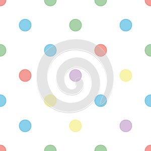 Seamless polka dot pattern in different colors. Colorful theme. Sipmle flat vector wallpaper.