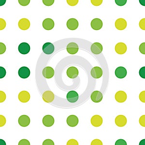 Seamless polka dot pattern in different colors. Green theme. Sipmle flat vector wallpaper.