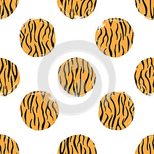 Seamless polka dot pattern with tiger print