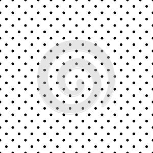 Seamless polka dot pattern in triangular arrangement. Black dots on white background. Vector illustration