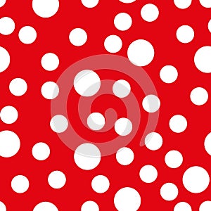 Seamless polka dot pattern. White dots on Red background. Vector illustration. eps10