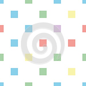 Seamless polka square pattern in different colors. Colorful theme. Sipmle flat vector wallpaper.
