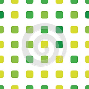 Seamless polka square pattern in different colors. Green theme. Sipmle flat vector wallpaper.