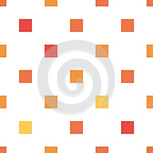 Seamless polka square pattern in different colors. Orange theme. Sipmle flat vector wallpaper.