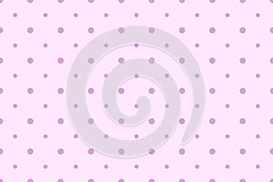 Seamless polkadot pattern with big and small circles. Repeated polka dot ornament with violet dots on light background