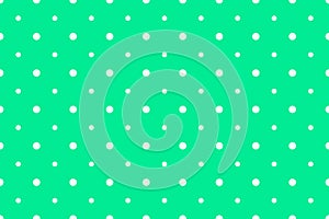 Seamless polkadot pattern. Repeated polka dot ornament with big and small dots on green background