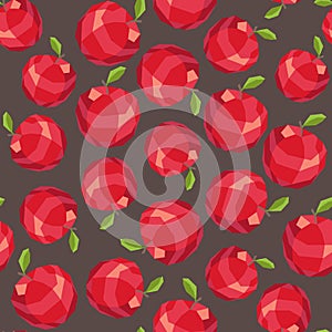Seamless polygon red apple pattern