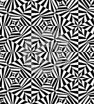 Seamless Polygonal Black and White Striped Pattern. Geometric Abstract Background.