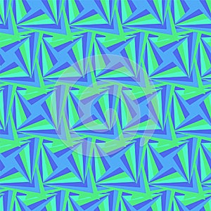 Seamless Polygonal Blue and Green Pattern.