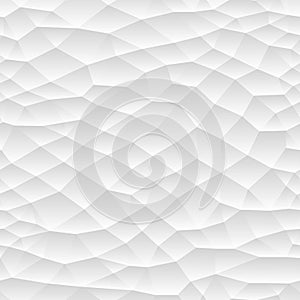 Seamless polygonal mosaic gradient texture. White and gray repetitive design.