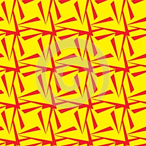 Seamless Polygonal Yellow and Red Pattern. Geometric Abstract Background