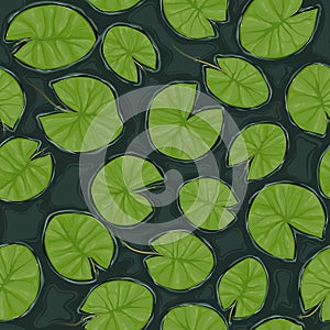 Seamless pond texture with lily pads on the surface