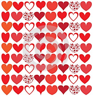 Seamless pretty background with hearts set