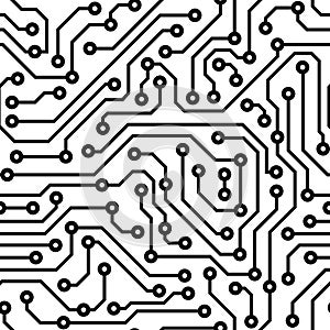 Seamless Print Circuit Board Vector Illustration