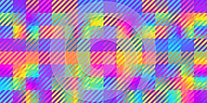 Seamless psychedelic rainbow heatmap gradient gingham checker square mosaic pattern background texture