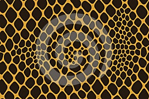 Seamless python skin pattern with large black scales on orange background