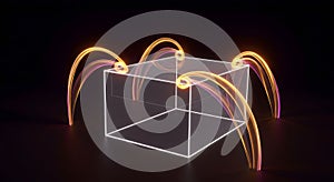 Seamless Quantum Data Flow: 3D Rendered Abstract Cube for Technology and AI Concepts