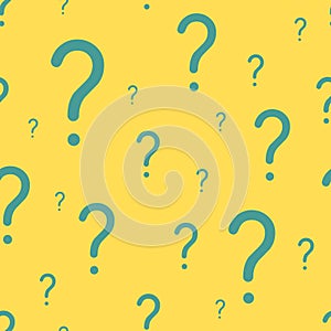 Seamless question mark green on yellow pattern