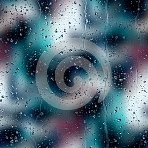 Seamless rain drop water repeat pattern on blur