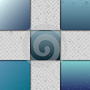 Seamless rain water drops and splash pattern background vector blue drip dots nature raindrop illustration