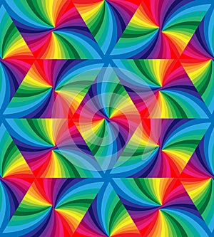 Seamless Rainbow Colored Wavy Triangles Pattern. Geometric Abstract Background.