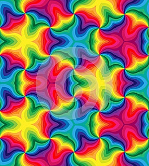 Seamless Rainbow Curls Pattern.Geometric Colorful Abstract Background. Suitable for textile, fabric and packaging