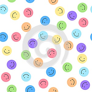 Seamless rainbow smiley pattern icon logo vector illustration.