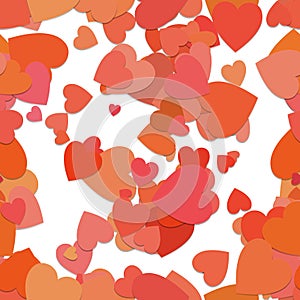 Seamless random heart background pattern - vector design from rotated red hearts
