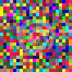 Seamless random squares, mosaic tiles pixelated, pixels colorful vibrant, vivid background / pattern. blocks repeatable pattern.