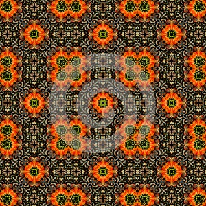 Seamless raster pattern in oriental style Flower psychedelic mosaic Pattern for wallpaper, backgrounds, decor for tapestries,