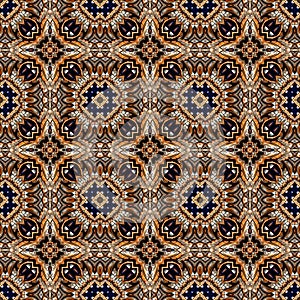 Seamless raster pattern in oriental style Flower psychedelic mosaic Pattern for wallpaper, backgrounds, decor for tapestries,