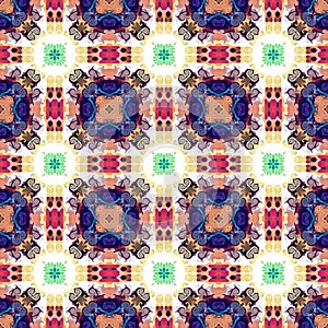 Seamless raster pattern in oriental style Flower psychedelic mosaic Pattern for wallpaper, backgrounds, decor for tapestries,