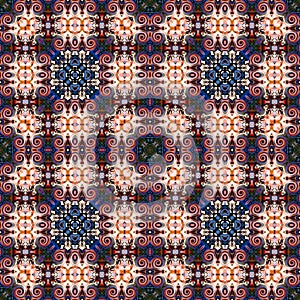 Seamless raster pattern in oriental style Flower psychedelic mosaic Pattern for wallpaper, backgrounds, decor for tapestries,