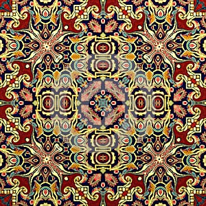 Seamless raster pattern in oriental style psychedelic mosaic Pattern for wallpaper, backgrounds, decor for tapestries, carpet