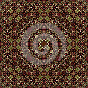 Seamless raster pattern in oriental style psychedelic mosaic Pattern for wallpaper, backgrounds, decor for tapestries, carpet