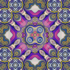 Seamless raster pattern in oriental style psychedelic mosaic Pattern for wallpaper, backgrounds, decor for tapestries, carpet