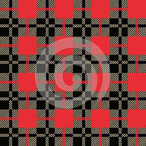 Seamless red and black buffalo plaid pattern. Checkered fabric texture background.