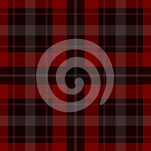 Seamless red, black tartan - white stripes