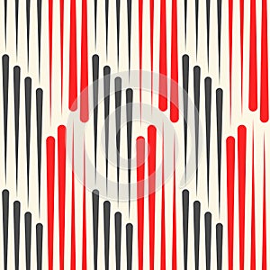 Seamless Red and Black Vertical Stripe Background. Vector Geometric Pattern