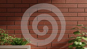 Seamless Red Brick Wall Greenery Texture.