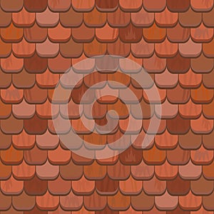 Seamless red clay roof tiles.Terracotta roof tile. Vector.