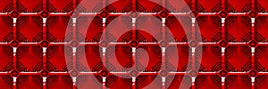 Seamless red 3d background with a grid of squares over octagon shapes